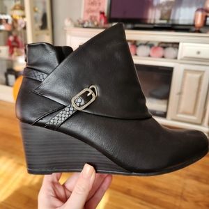 Black Wedge Bootie